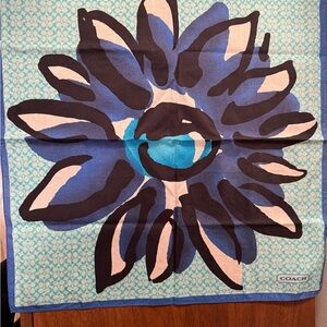 Coach Blue and Black Floral Scarf